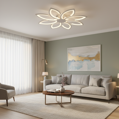 Żyrandol LED z pilotem BLUM, 108 W, światło zimne/ciepłe/neutralne, możliwość przyciemniania, biały, metal i akryl