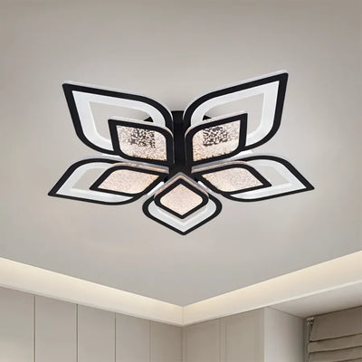 Żyrandol LED z pilotem DALIA 96W, 5 płatków, światło zimne/ciepłe/neutralne, możliwość przyciemniania, czarny