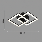 Żyrandol LED z pilotem GEO 29W, 2 kwadraty, światło zimne/ciepłe/neutralne, możliwość przyciemniania, metal i akryl, czarny