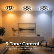 Żyrandol LED z pilotem GEO 29W, 2 kwadraty, światło zimne/ciepłe/neutralne, możliwość przyciemniania, metal i akryl, czarny