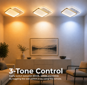 Żyrandol LED z pilotem GILDRA 48W, 2 kwadraty, światło zimne/ciepłe/neutralne, możliwość przyciemniania, złoty