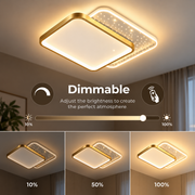 Żyrandol LED z pilotem GILDRA 48W, 2 kwadraty, światło zimne/ciepłe/neutralne, możliwość przyciemniania, złoty