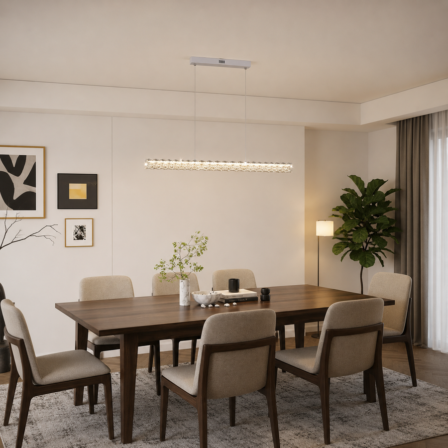 Żyrandol LED KANGNING ze zdalnym sterowaniem, 3000K/4000K/6000K, 120W, metal i akryl, biały
