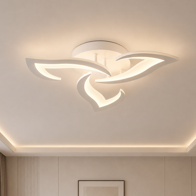 Żyrandol LED z pilotem LOTUS 32W, 3 płatki, światło zimne/ciepłe/neutralne, możliwość przyciemniania, biały