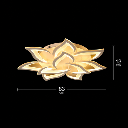 Żyrandol LED z pilotem LOTUS 91W, 9 płatków, światło zimne/ciepłe/neutralne, możliwość przyciemniania, biały