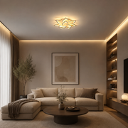 Żyrandol LED z pilotem LOTUS 91W, 9 płatków, światło zimne/ciepłe/neutralne, możliwość przyciemniania, biały