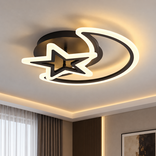 Żyrandol LED z pilotem MOON AND STAR 59W, 2 elementy, światło zimne/ciepłe/neutralne, możliwość ściemniania, czarny