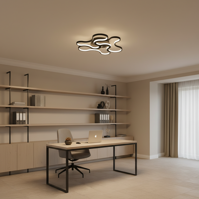Żyrandol LED z pilotem ORMS Eleganza, 3000K/4000K/6000K, 126W, Metal i Plastik, Czarny