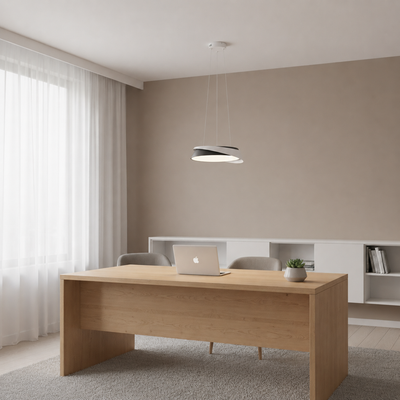 Żyrandol LED z pilotem SCHECTE, 3000K/4000K/6000K, 96W, Metal i Plastik, Biały+Czarny