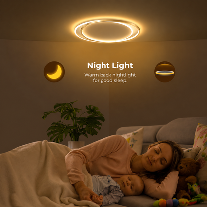 Żyrandol LED z pilotem SOLARA 51W, 2 kółka, światło zimne/ciepłe/neutralne, możliwość przyciemniania, białe złoto
