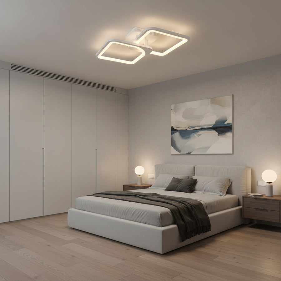 Żyrandol LED z pilotem ZOE 41W, 2 kwadraty, światło zimne/ciepłe/neutralne, możliwość przyciemniania, biały Żyrandol LED z pilotem Domyślny tytuł Alessandro Design