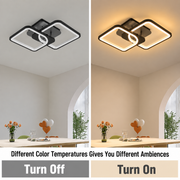 Żyrandol LED z pilotem ZOE 41W, 2 kwadraty, światło zimne/ciepłe/neutralne, możliwość ściemniania, czarny