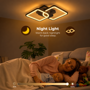 Żyrandol LED z pilotem ZOE 41W, 2 kwadraty, światło zimne/ciepłe/neutralne, możliwość ściemniania, czarny