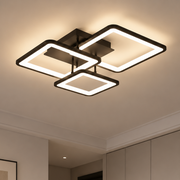 Żyrandol LED z pilotem ZOE 60W, 3 kwadraty, światło zimne/ciepłe/neutralne, możliwość przyciemniania, czarny, metal i akryl