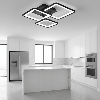 Żyrandol LED z pilotem ZOE 60W, 3 kwadraty, światło zimne/ciepłe/neutralne, możliwość przyciemniania, czarne Żyrandole LED z pilotem Domyślny tytuł Alessandro Design