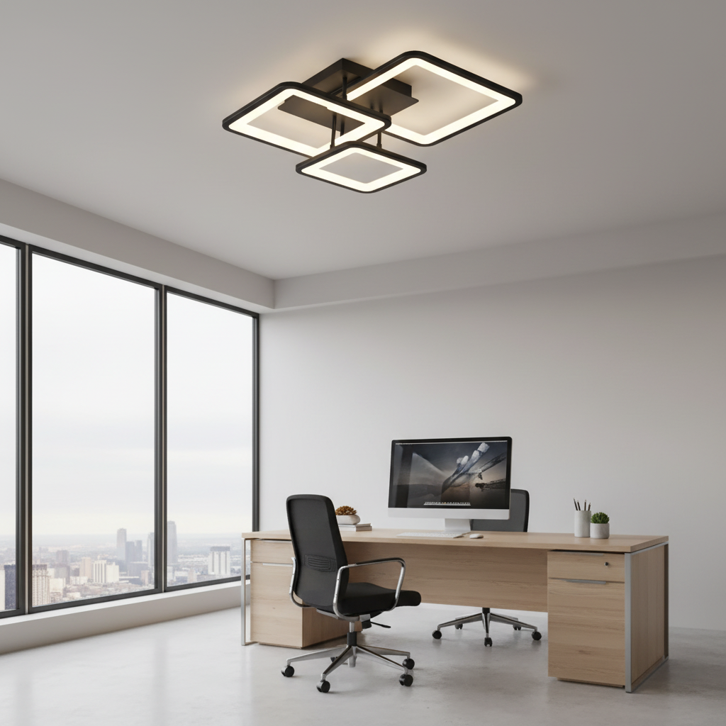 Żyrandol LED z pilotem ZOE 60W, 3 kwadraty, światło zimne/ciepłe/neutralne, możliwość przyciemniania, czarne Żyrandole LED z pilotem Domyślny tytuł Alessandro Design