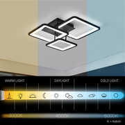 Żyrandol LED z pilotem ZOE 60W, 3 kwadraty, światło zimne/ciepłe/neutralne, możliwość przyciemniania, czarne Żyrandole LED z pilotem Domyślny tytuł Alessandro Design