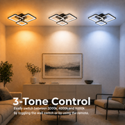 Żyrandol LED z pilotem ZOE 60W, 3 kwadraty, światło zimne/ciepłe/neutralne, możliwość przyciemniania, czarne Żyrandole LED z pilotem Domyślny tytuł Alessandro Design