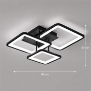 Żyrandol LED z pilotem ZOE 60W, 3 kwadraty, światło zimne/ciepłe/neutralne, możliwość przyciemniania, czarny, metal i akryl