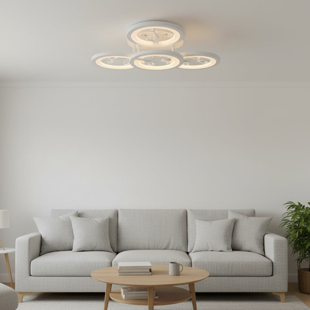 Żyrandol LED z pilotem i kryształem DAISY 53W, 4 elementy, światło zimne/ciepłe/neutralne, możliwość przyciemniania, biały Żyrandol LED z pilotem Domyślny tytuł Alessandro Design
