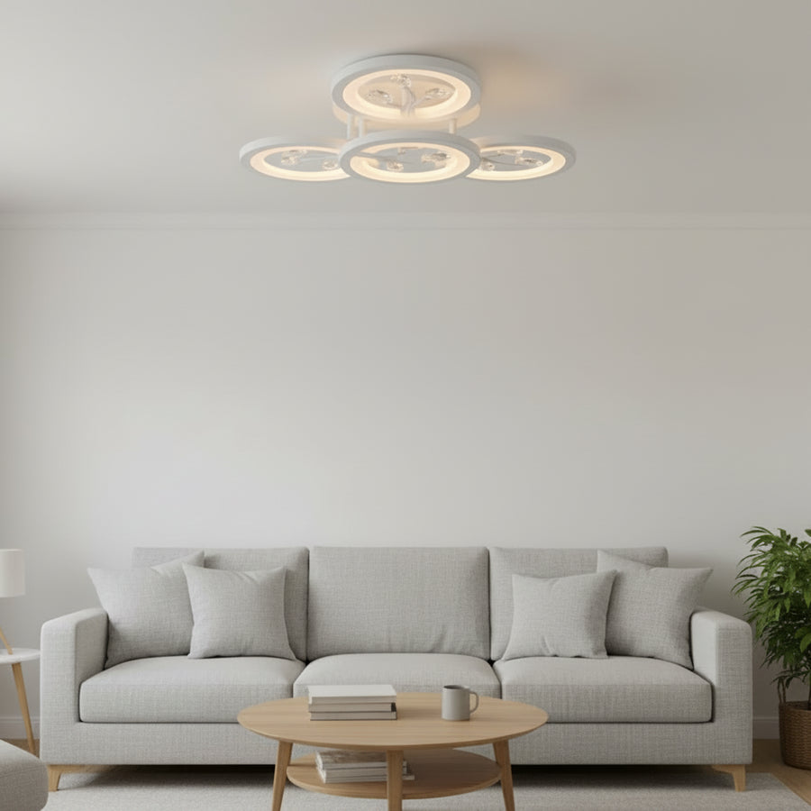 Żyrandol LED z pilotem i kryształem DAISY 53W, 4 elementy, światło zimne/ciepłe/neutralne, możliwość przyciemniania, biały Żyrandol LED z pilotem Domyślny tytuł Alessandro Design