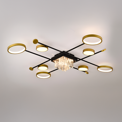 Żyrandol LED z pilotem i kryształem GUIDA 46W, 8 elementów, światło zimne/ciepłe/neutralne, możliwość przyciemniania, żyrandole LED z czarnego złota z pilotem Domyślny tytuł Alessandro Design