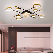 Żyrandol LED z pilotem i kryształem GUIDA 46W, 8 elementów, światło zimne/ciepłe/neutralne, możliwość przyciemniania, żyrandole LED z czarnego złota z pilotem Domyślny tytuł Alessandro Design