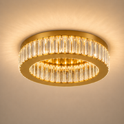 Żyrandol LED z pilotem i kryształem VERTUS 31W, 50cm, Okrągły, Światło Zimne/Ciepłe/Neutralne, Możliwość Przyciemniania, Złoty