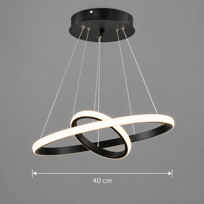Żyrandol podwieszany LED RICCI 25W, 2 kółka, światło zimne/ciepłe/neutralne, czarny, regulacja wysokości