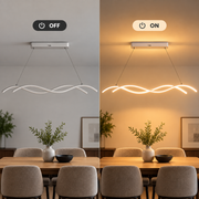 Zawieszany żyrandol LED z pilotem KHOROG 34W, długość 120cm, światło zimne/ciepłe/neutralne, możliwość przyciemniania, regulowana wysokość, biały