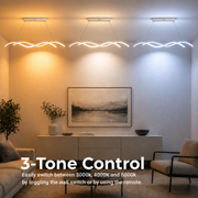 Zawieszany żyrandol LED z pilotem KHOROG 34W, długość 120cm, światło zimne/ciepłe/neutralne, możliwość przyciemniania, regulowana wysokość, biały