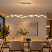 Zawieszany żyrandol LED z pilotem KHOROG 34W, długość 120cm, światło zimne/ciepłe/neutralne, możliwość przyciemniania, regulowana wysokość, biały
