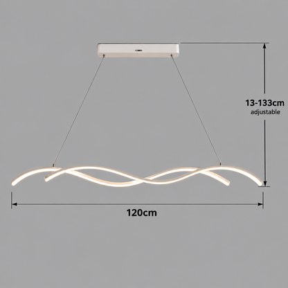 Zawieszany żyrandol LED z pilotem KHOROG 34W, długość 120cm, światło zimne/ciepłe/neutralne, możliwość przyciemniania, regulowana wysokość, biały