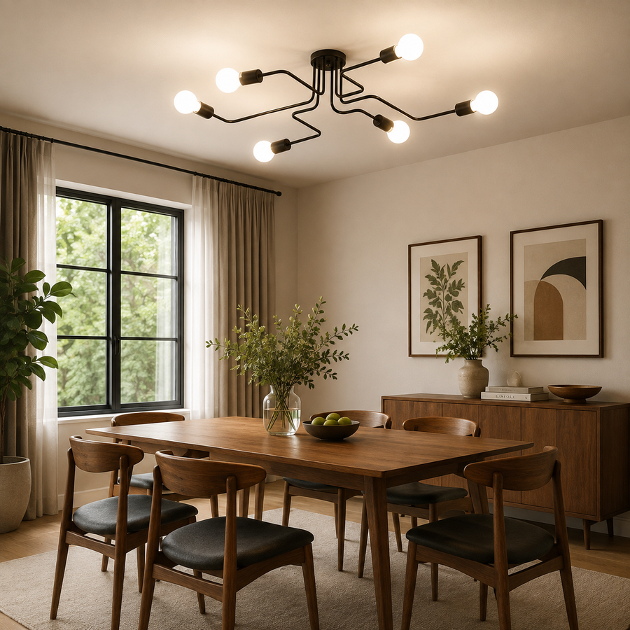 Żyrandol MODERNIST Hexa 6, 6x E27, Czarny, Nowoczesny Design