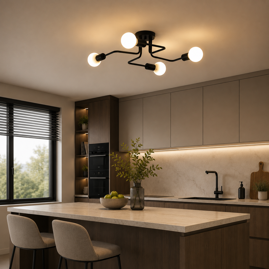 Żyrandol MODERNIST Quadra 4, 4x E27, Czarny, Nowoczesny Design
