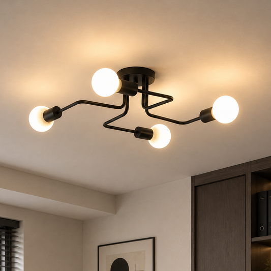Żyrandol MODERNIST Quadra 4, 4x E27, Czarny, Nowoczesny Design