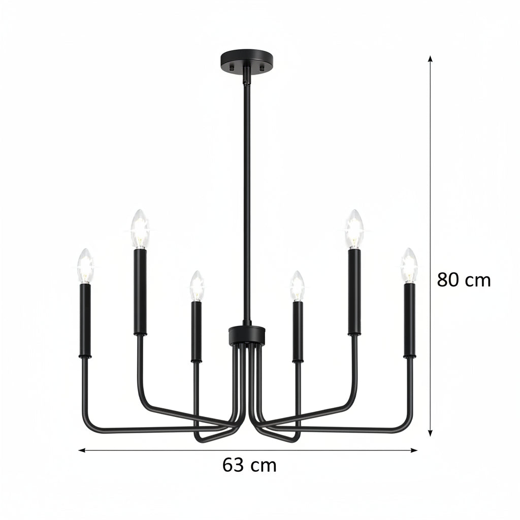 Żyrandol metalowy AVANT, wahadłowy z ramionami, okrągły śr. 63 cm, 6xE14, czarne żyrandole przemysłowe Tytuł domyślny Alessandro Design