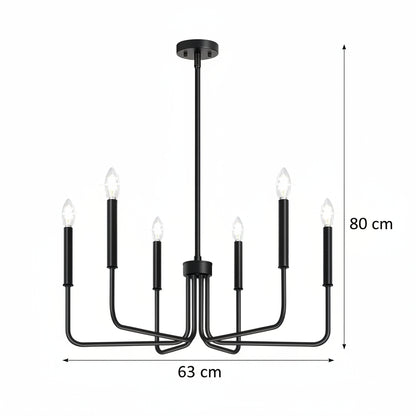 Żyrandol metalowy AVANT, wahadłowy z ramionami, okrągły śr. 63 cm, 6xE14, czarne żyrandole przemysłowe Tytuł domyślny Alessandro Design