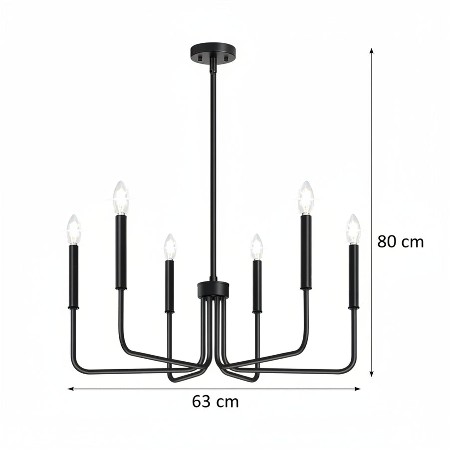 Żyrandol metalowy AVANT, wahadłowy z ramionami, okrągły śr. 63 cm, 6xE14, czarne żyrandole przemysłowe Tytuł domyślny Alessandro Design