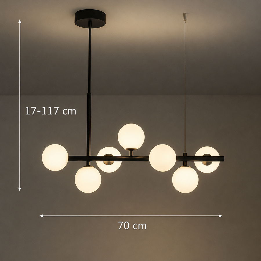 Nowoczesny żyrandol z żarówką LOFT Pavilion, 7x G9, Czarny, Metal, Regulowana wysokość
