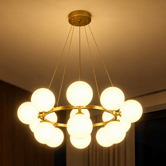 Żyrandol komorowy LOFT, 15x G9, białe złoto, metal, regulowana wysokość, nowoczesny