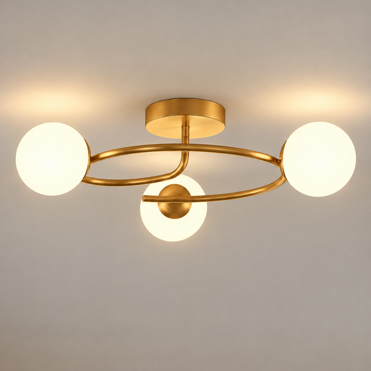 Żyrandol LED-kryształowy ORBIT, 66cm, 3xE27, Kule, Złoty