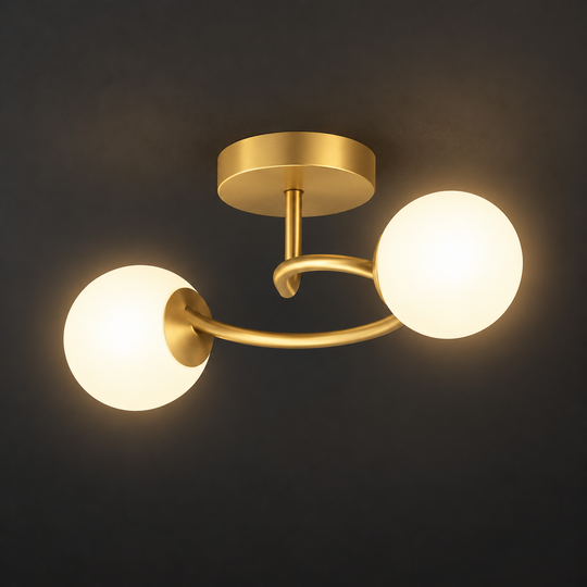 Żyrandol LED-kryształowy ORBIT, 55cm, 2xE27, Kule, Złoty
