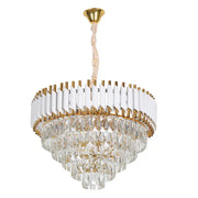 Żyrandol kryształowy VERSAILLES Eleganza 7x E14, średnica 49 cm, lśniące złoto i biel, regulowana wysokość