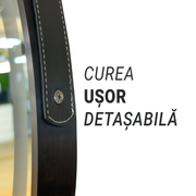 Okrągłe lustro LED, 60 cm, Celeste Majeste Noir Eleve MotionGlow Marcello, system przeciwmgielny, zegar i termometr, ściemnialne