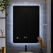 Lustro prostokątne LED ARTEA Touch, 60X80cm, system odmgławiania, możliwość przyciemniania, zimne światło 6000K