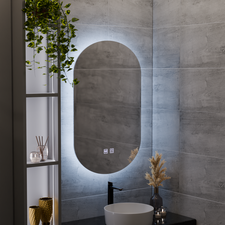 Oglinda LED Ovala, 50X80cm, E14S/50X80, Touch, Sistem Dezaburire Oglinzi Korman E Default Title Alessandro Design