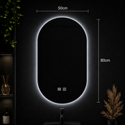 Lustro owalne LED, 50X80cm, E14S/50X80, dotykowe, system odmgławiania