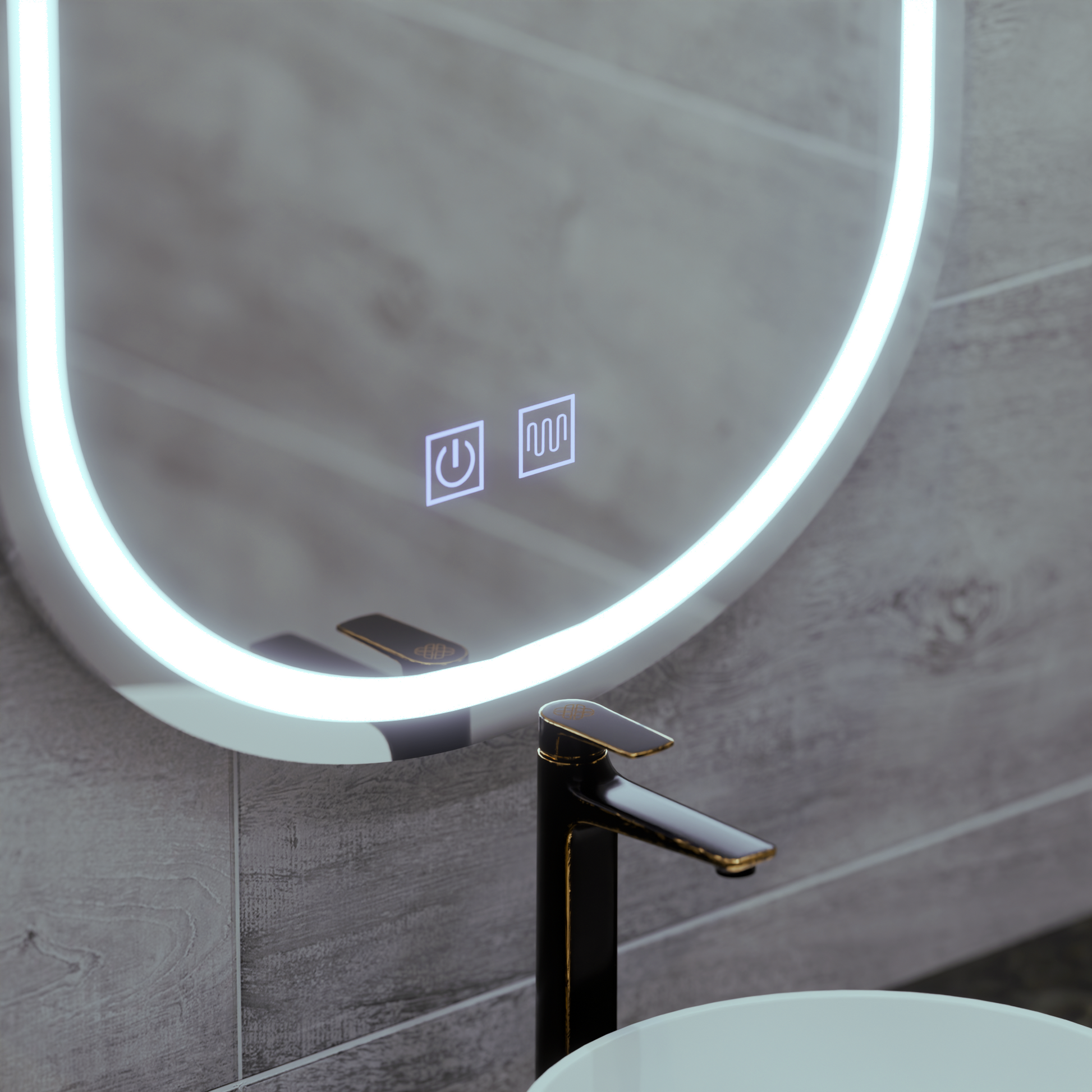 Owalne lustro LED 50X80cm, Velara Touch, system odmgławiania, możliwość przyciemniania, zimne światło 6000K Lustra Korman E Domyślny tytuł Alessandro Design