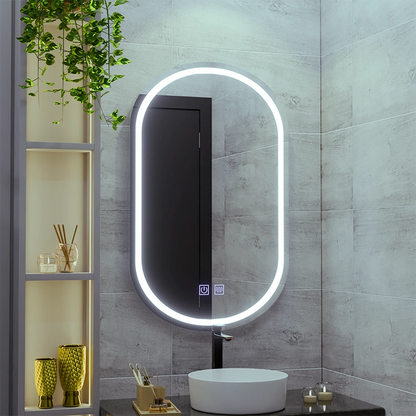 Lustro owalne LED 50X80cm, Velara Touch, system odmgławiania, możliwość przyciemniania, zimne światło 6000K